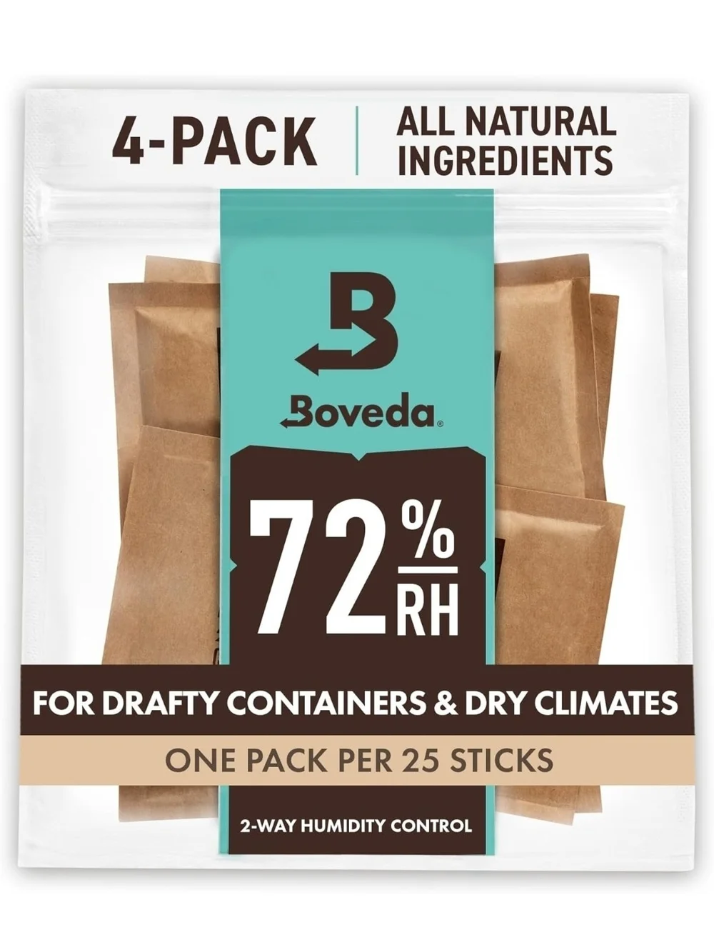 4 Pack Boveda 72% Two-Way Humidity Control Packs For Wood Humidifier Boxes